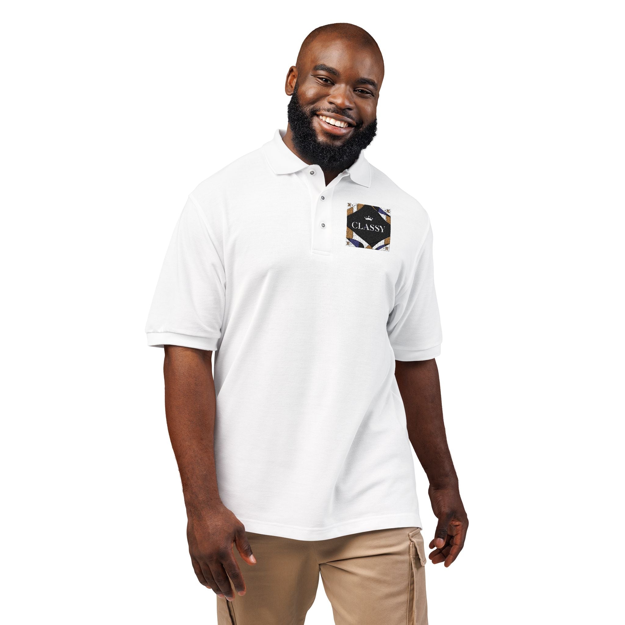 Elegant Embroidered Unisex Polo Shirt - Perfect for Casual Wear, Gift for Dad, Summer Style, Office Attire, Embroidered Design
