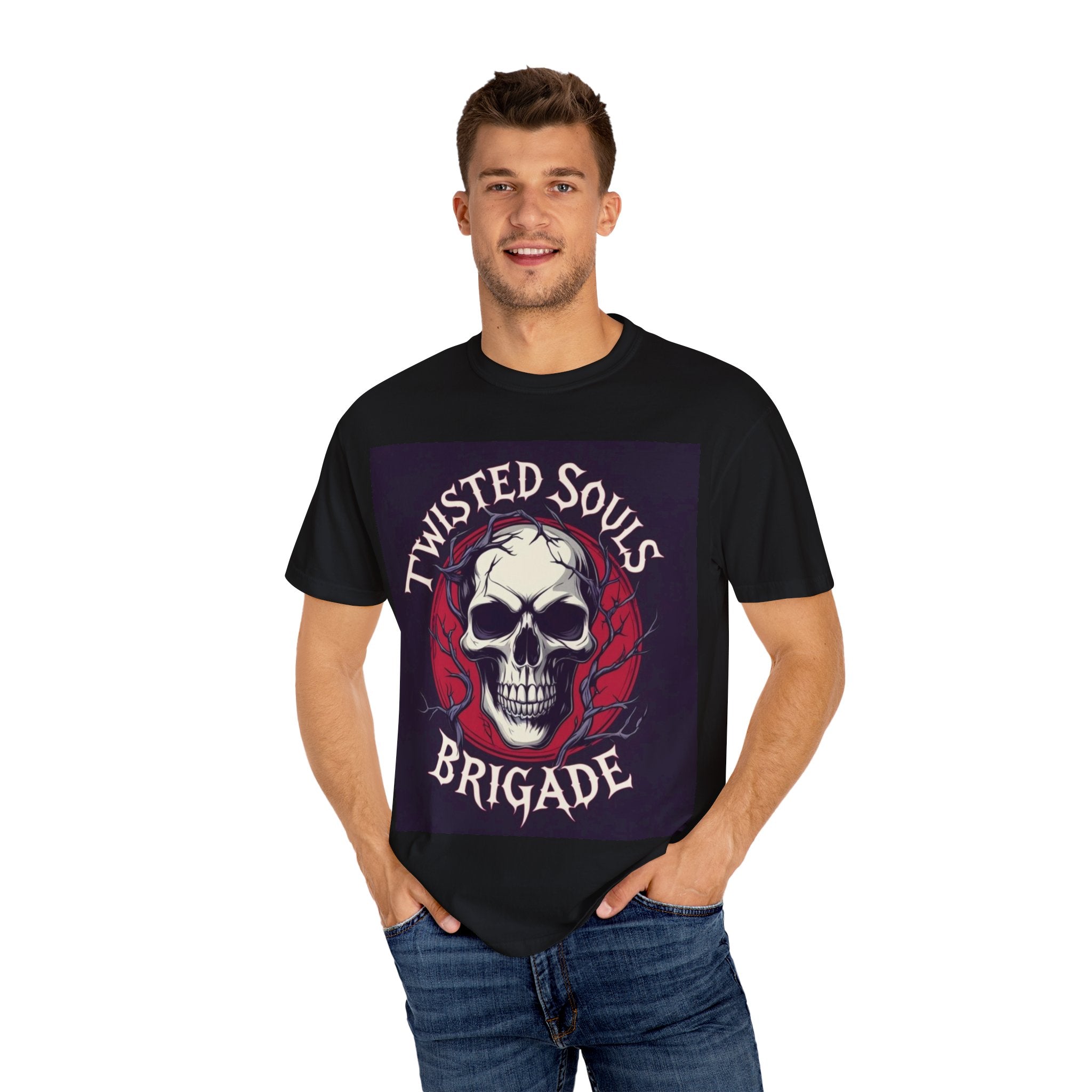 Twisted Souls Brigade Unisex Garment-Dyed T-shirt | Edgy Graphic Tee for Casual Wear, Music Festivals, Halloween, Gifting