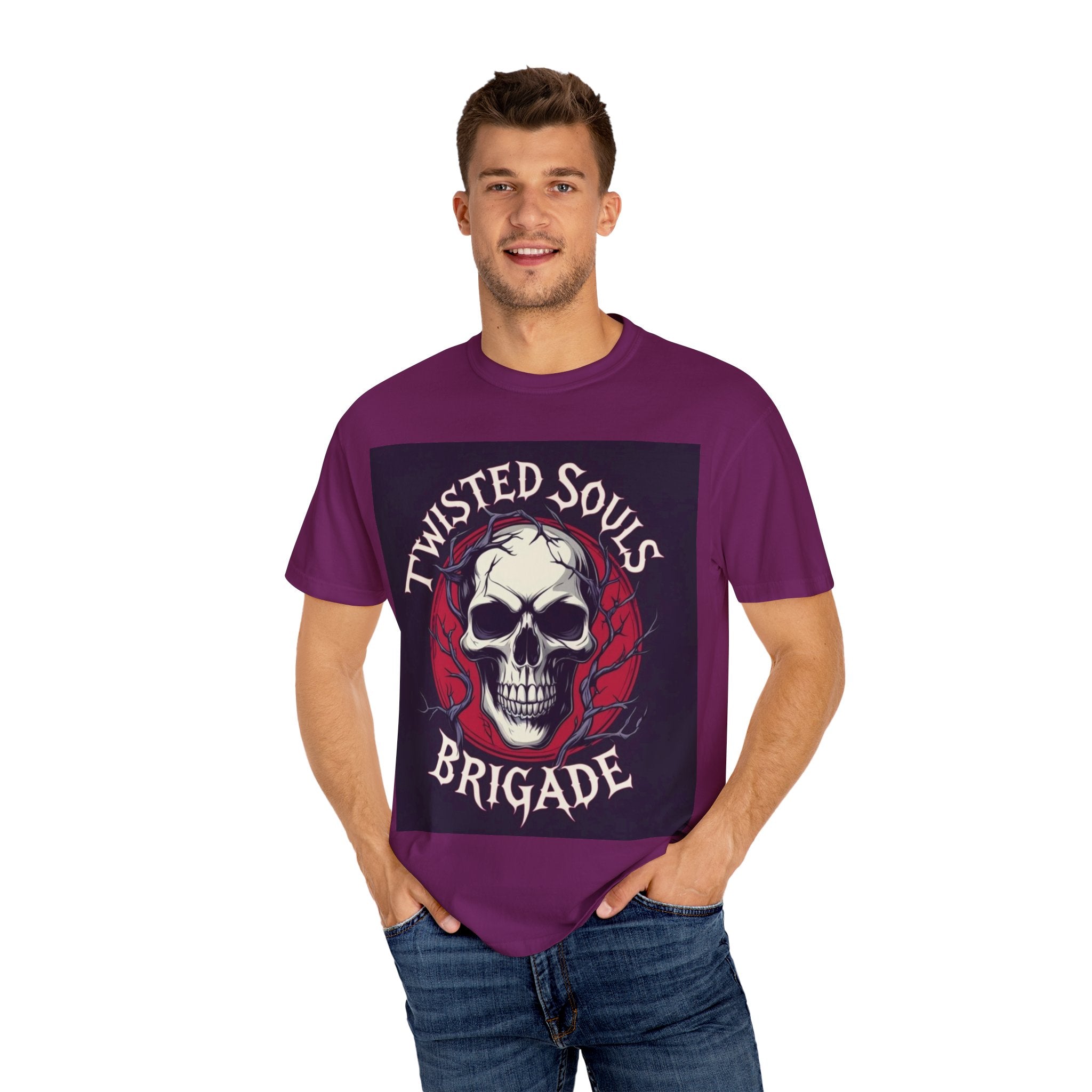 Twisted Souls Brigade Unisex Garment-Dyed T-shirt | Edgy Graphic Tee for Casual Wear, Music Festivals, Halloween, Gifting