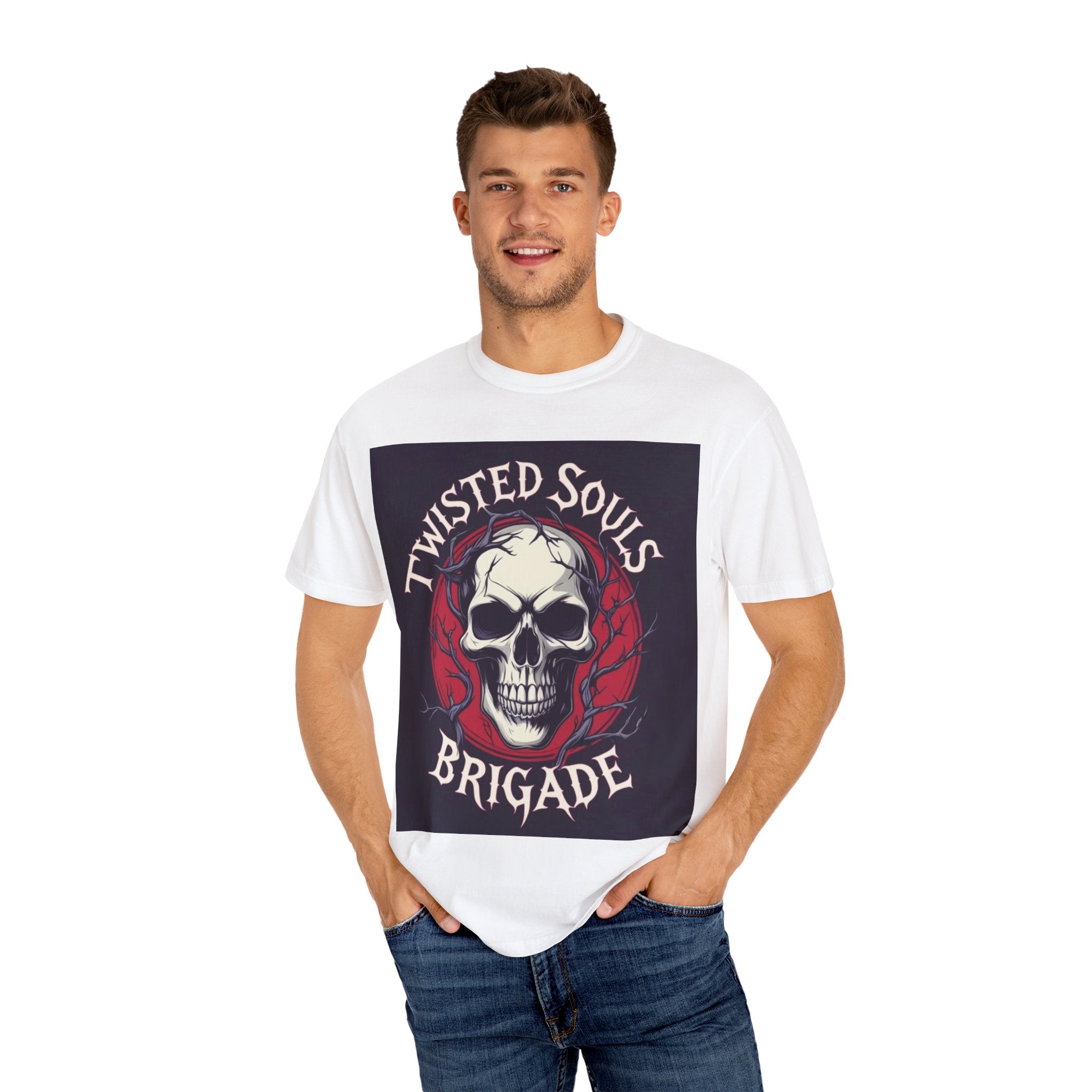 Twisted Souls Brigade Unisex Garment-Dyed T-shirt | Edgy Graphic Tee for Casual Wear, Music Festivals, Halloween, Gifting