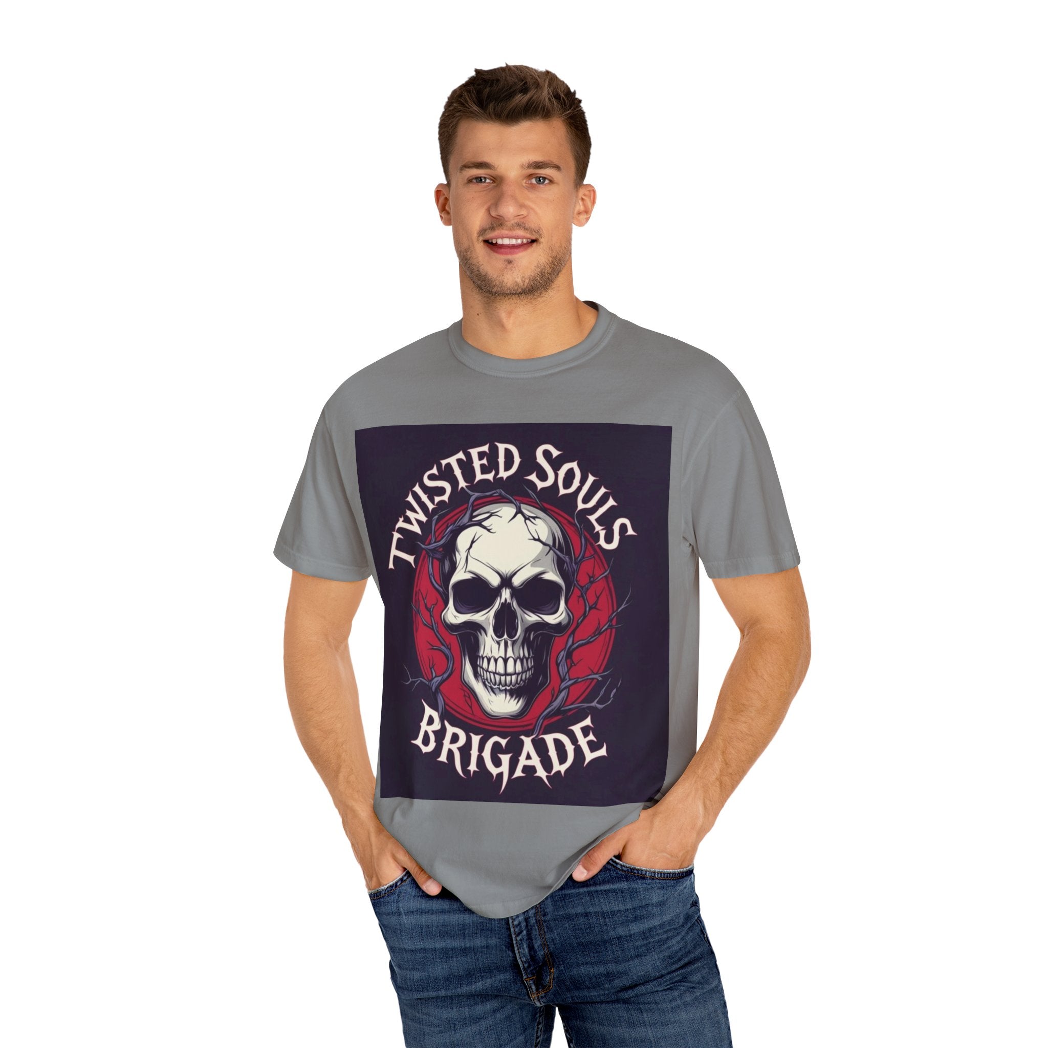 Twisted Souls Brigade Unisex Garment-Dyed T-shirt | Edgy Graphic Tee for Casual Wear, Music Festivals, Halloween, Gifting