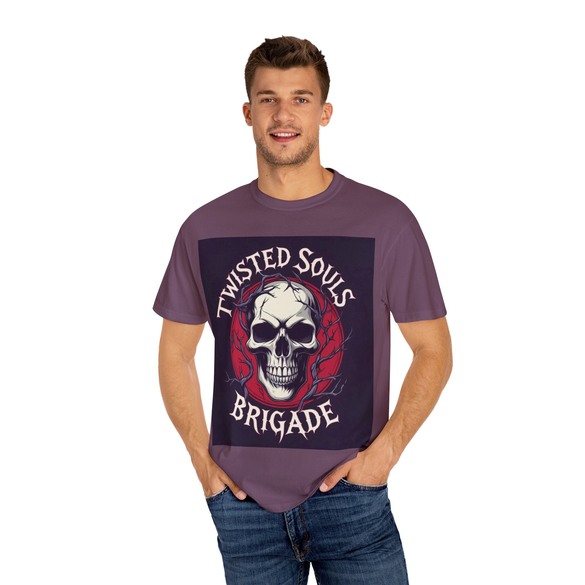 Twisted Souls Brigade Unisex Garment-Dyed T-shirt | Edgy Graphic Tee for Casual Wear, Music Festivals, Halloween, Gifting